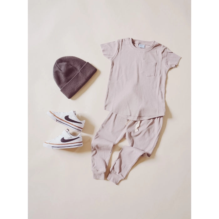 Ribbed Pocket Tee - Taupe