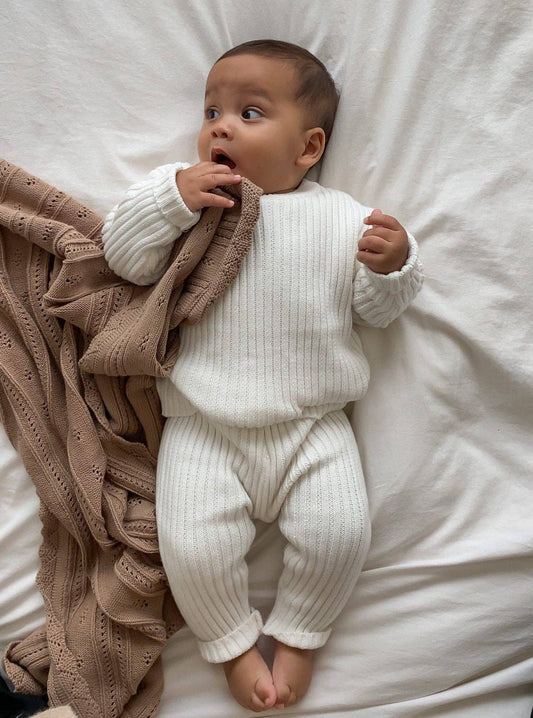 Pointelle Baby Blanket - Acorn